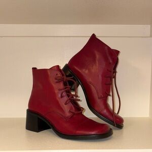 Diba Red Lace Up Boots